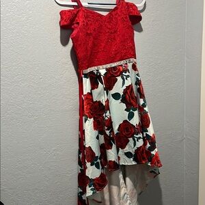 Elegant Red Floral Kids Dress
